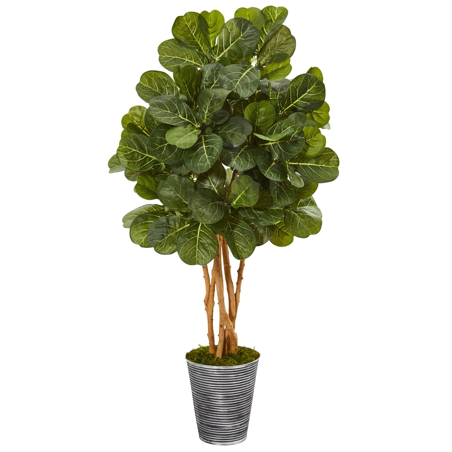 55” Fiddle Leaf Fig Artificial Tree in Decorative Tin Planter