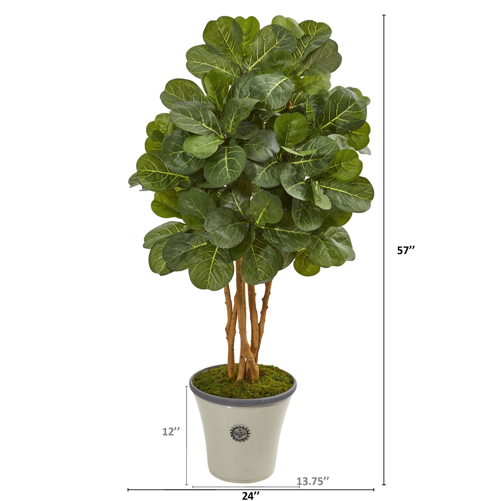 57” Fiddle Leaf Fig Artificial Tree in Decorative Planter | Nearly Natural