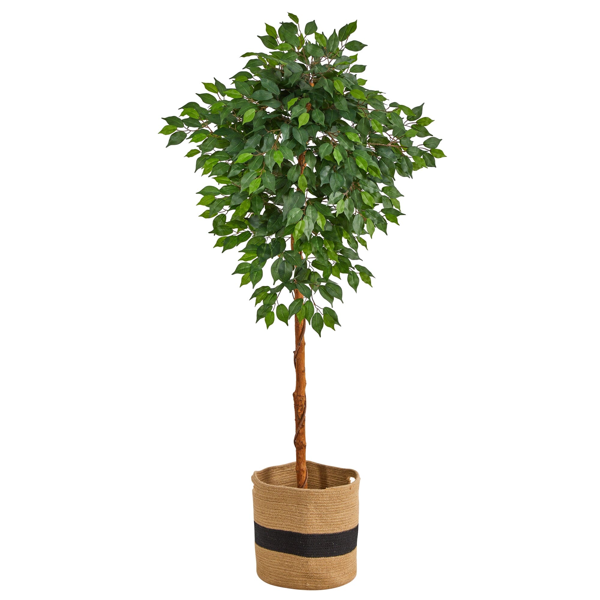  6’ Artificial Ficus Tree with Handmade Jute & Cotton Basket 