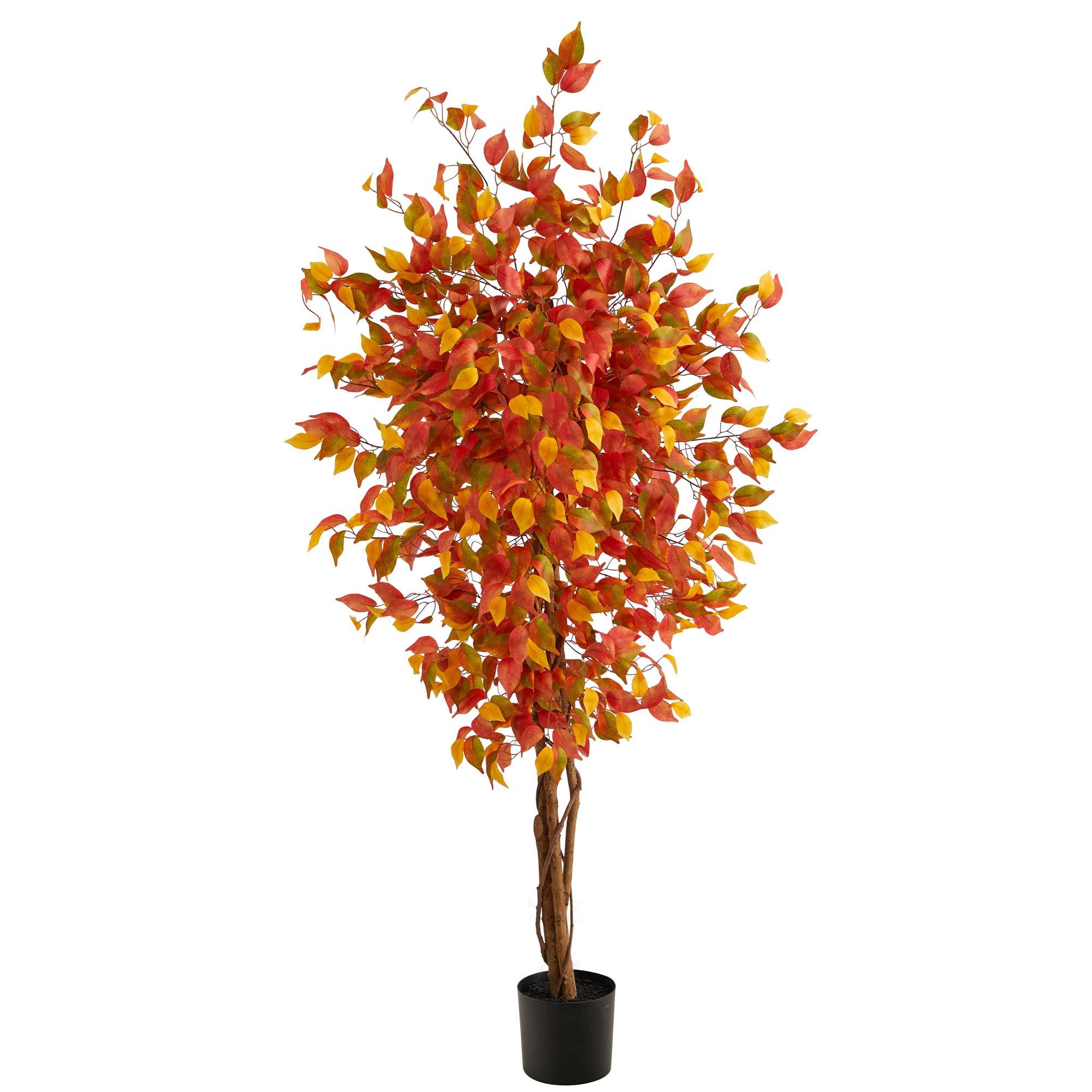 6’ Autumn Ficus Artificial Fall Tree - Nearly Natural product image