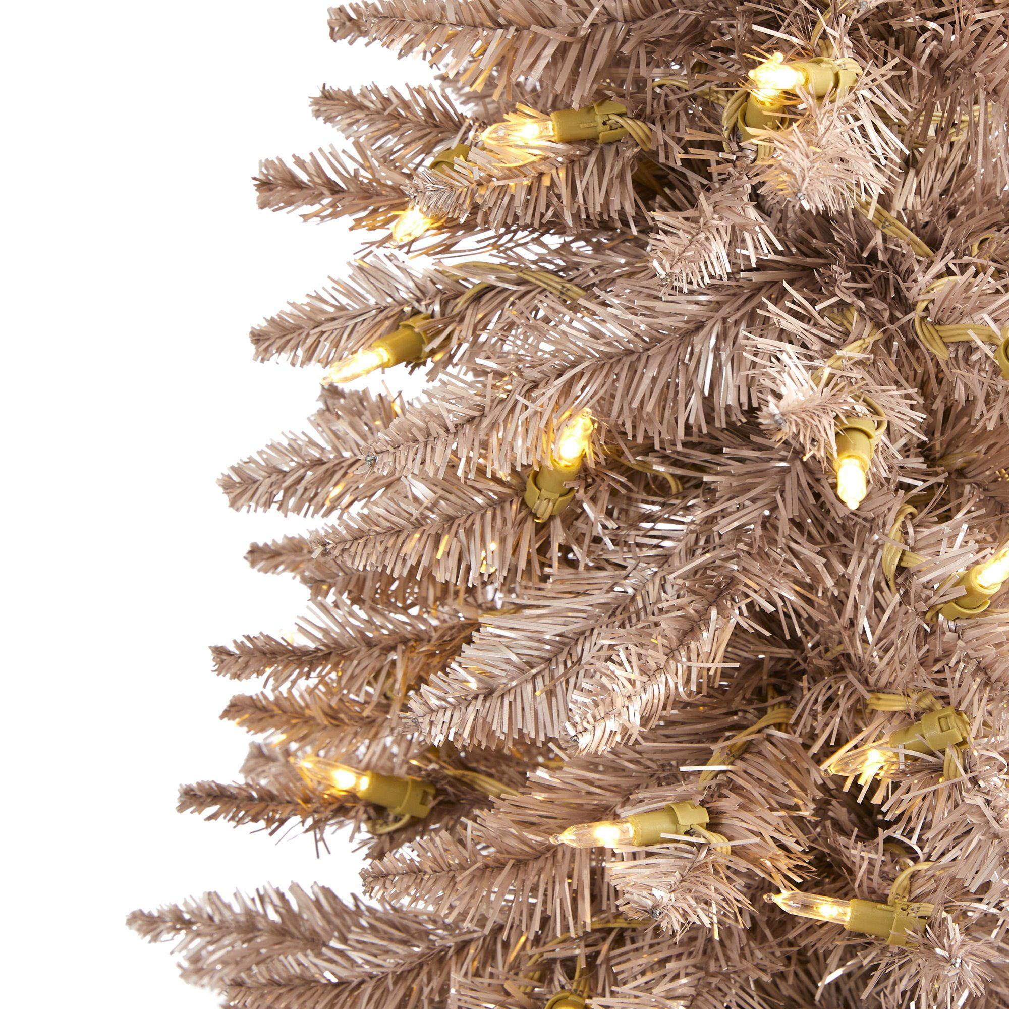 6’ Champagne Pencil Artificial Christmas Tree with 300 (multifunction ...