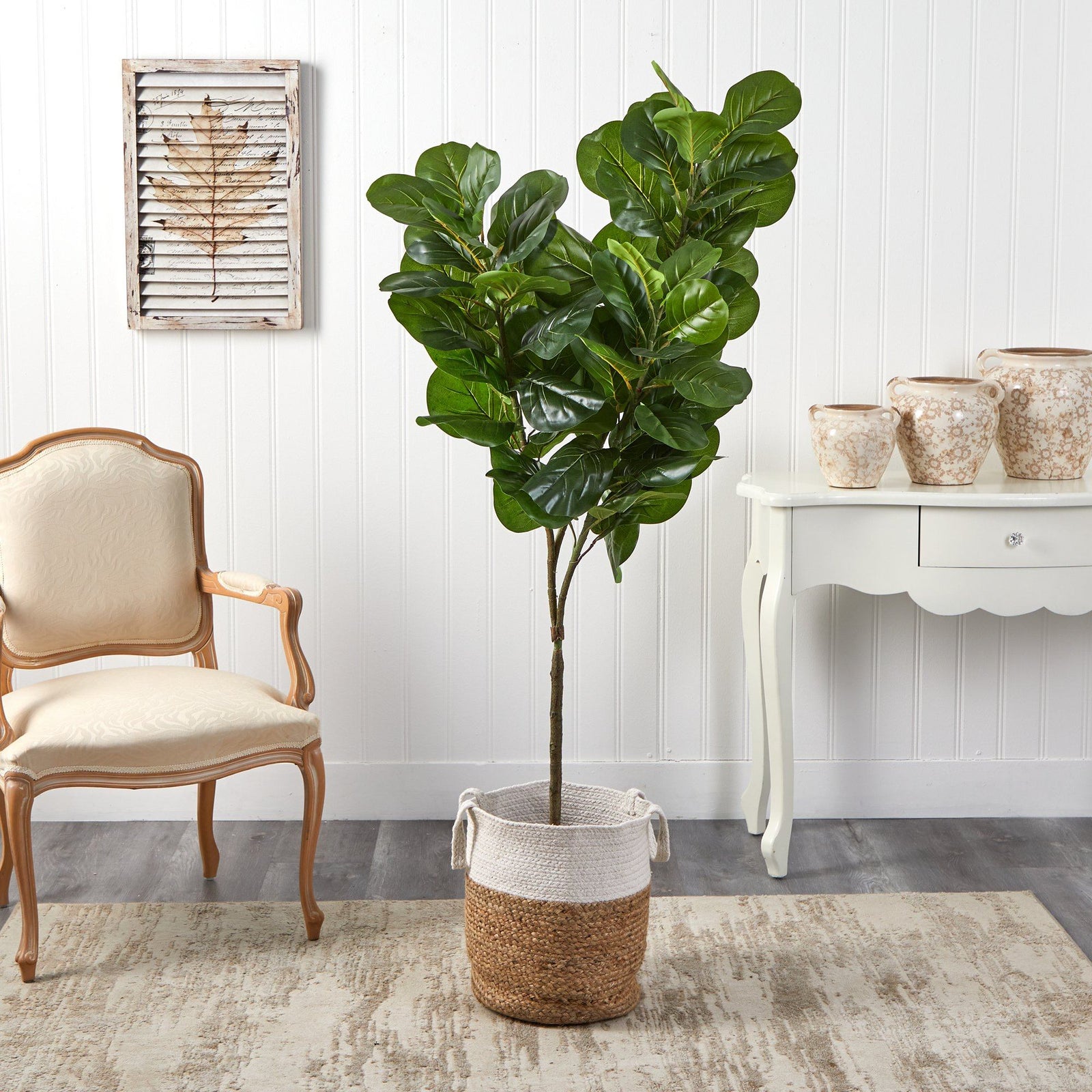 6’ Fiddle Leaf Fig Artificial Tree in Handmade Natural Jute and Cotton ...