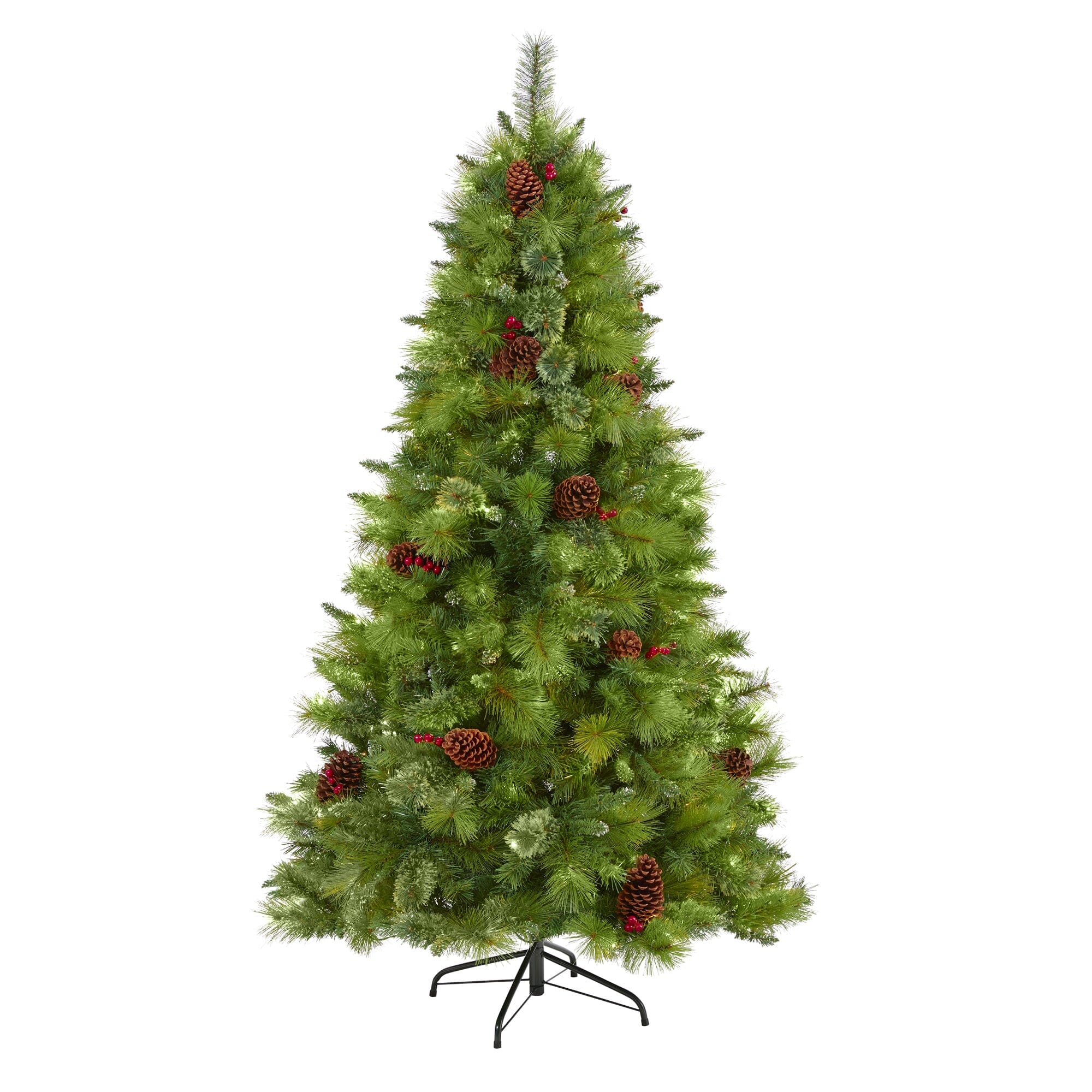  6’ Montana Mixed Pine Artificial Christmas Tree with Pine Cones, Berries and 814 Bendable Branches 