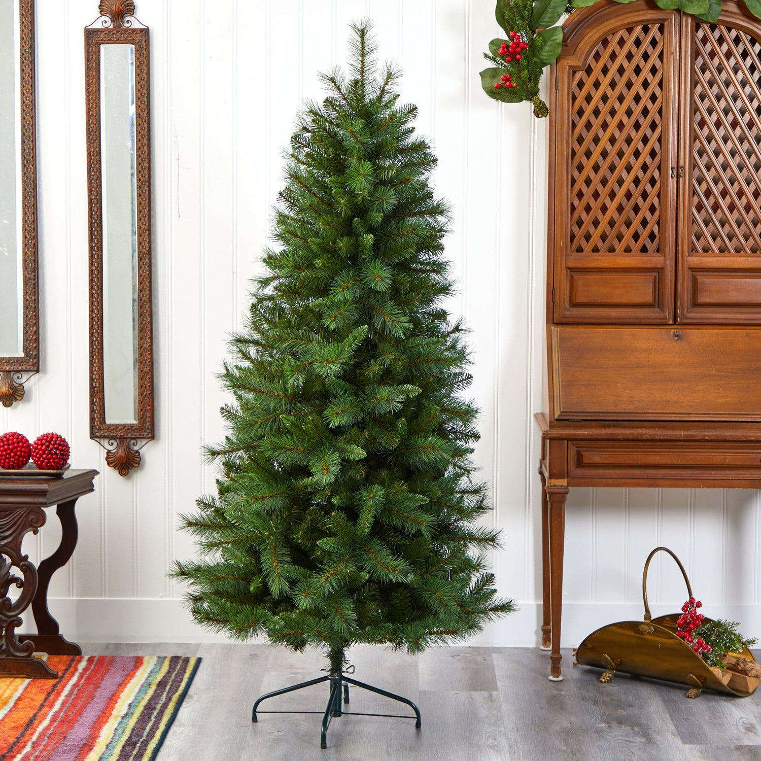 6.5' Slim Colorado Mountain Spruce Artificial Christmas Tree with