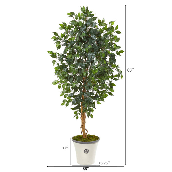 65” Ficus Artificial Tree in Decorative Planter | Nearly Natural