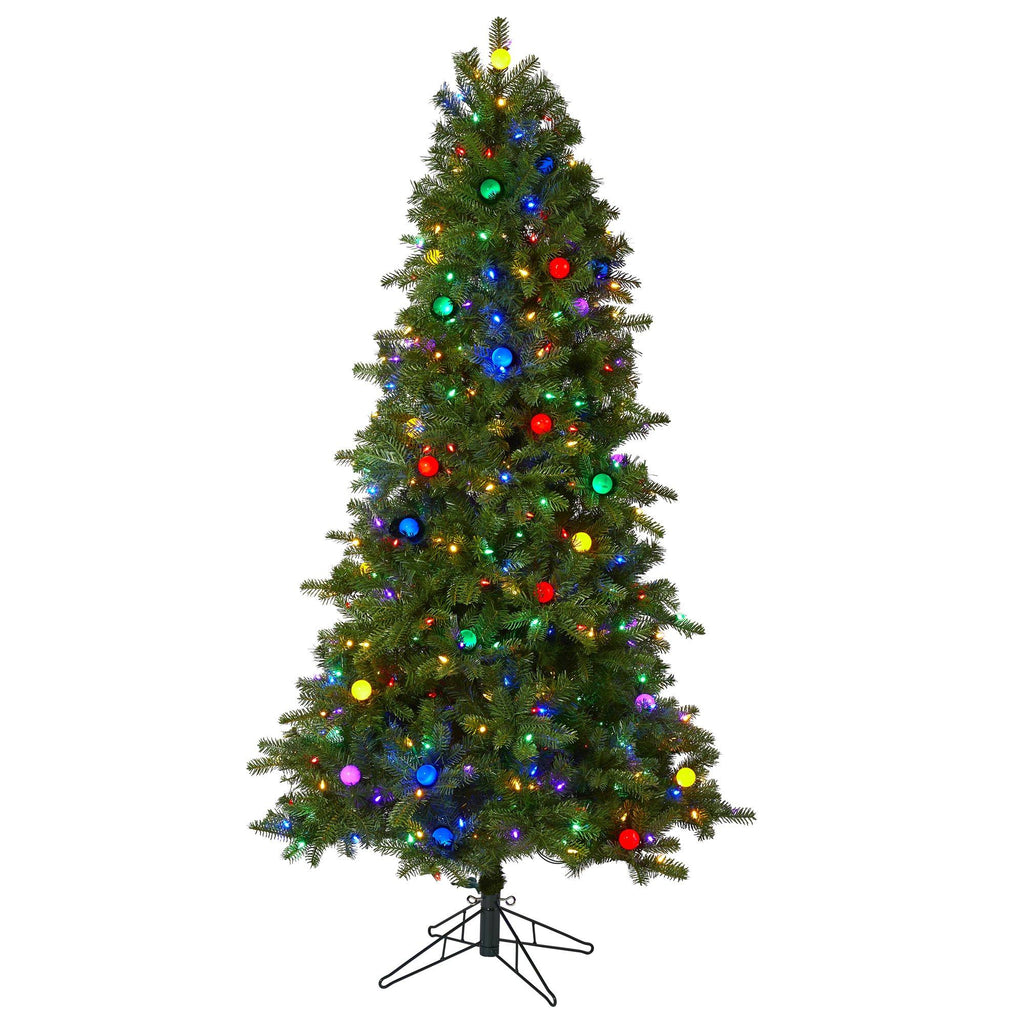 6.5' Montana Mountain Fir Artificial Christmas Tree with 450 Multi ...
