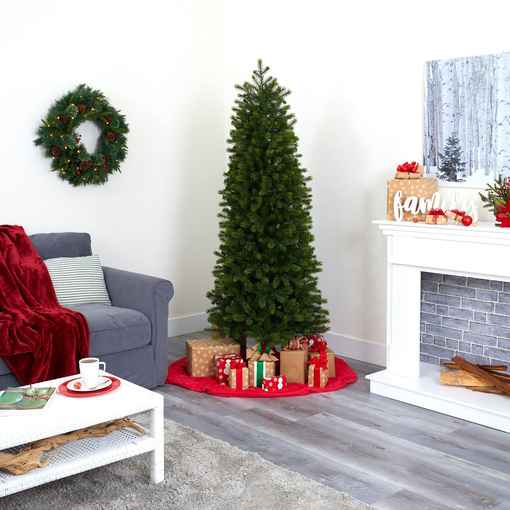 6.5' Slim Colorado Mountain Spruce Artificial Christmas Tree with 450 ...