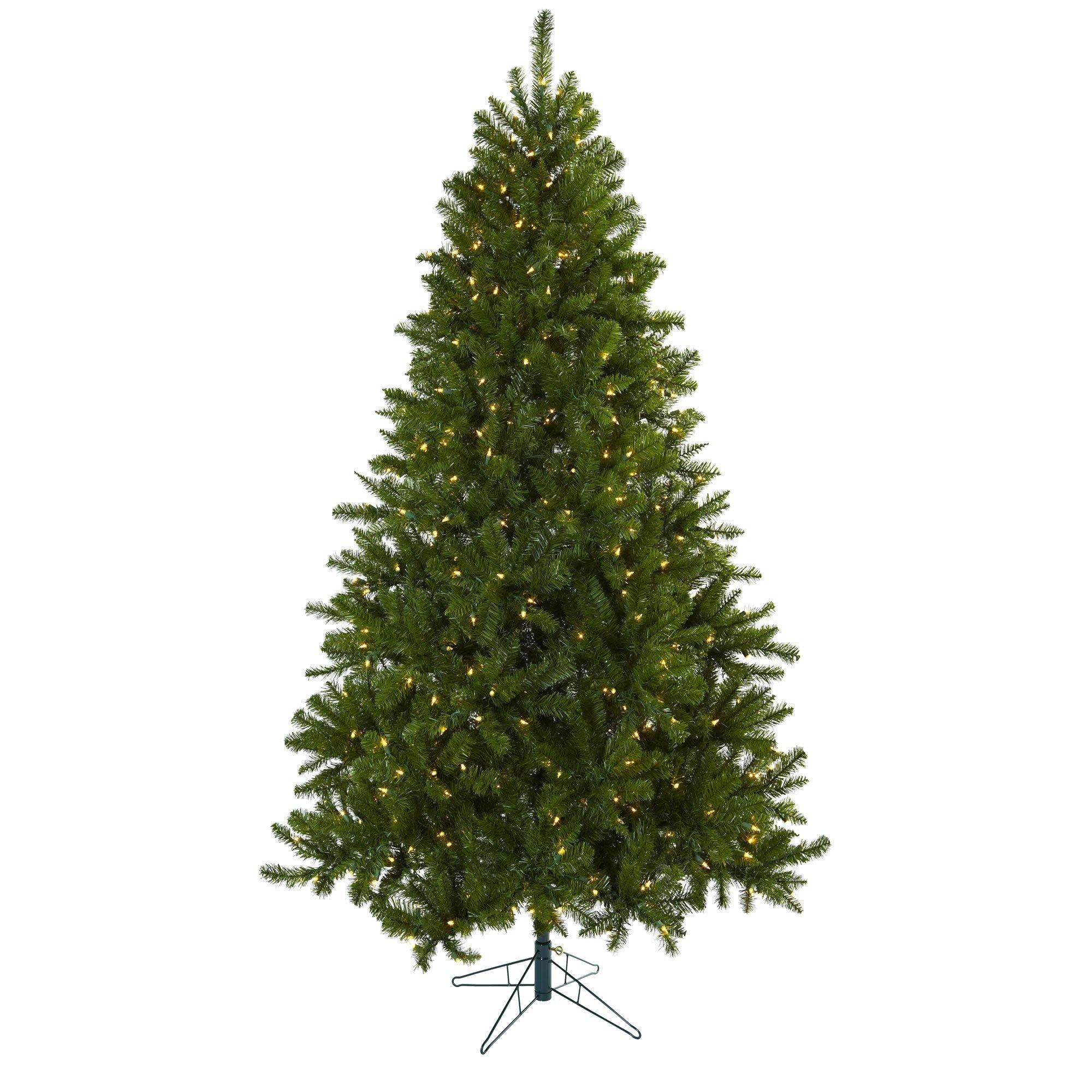 Nearly Natural 7.5 ' Windermere Christmas Tree w/ Clear Lights Silk Tree, Faux Tree, Fake Tree