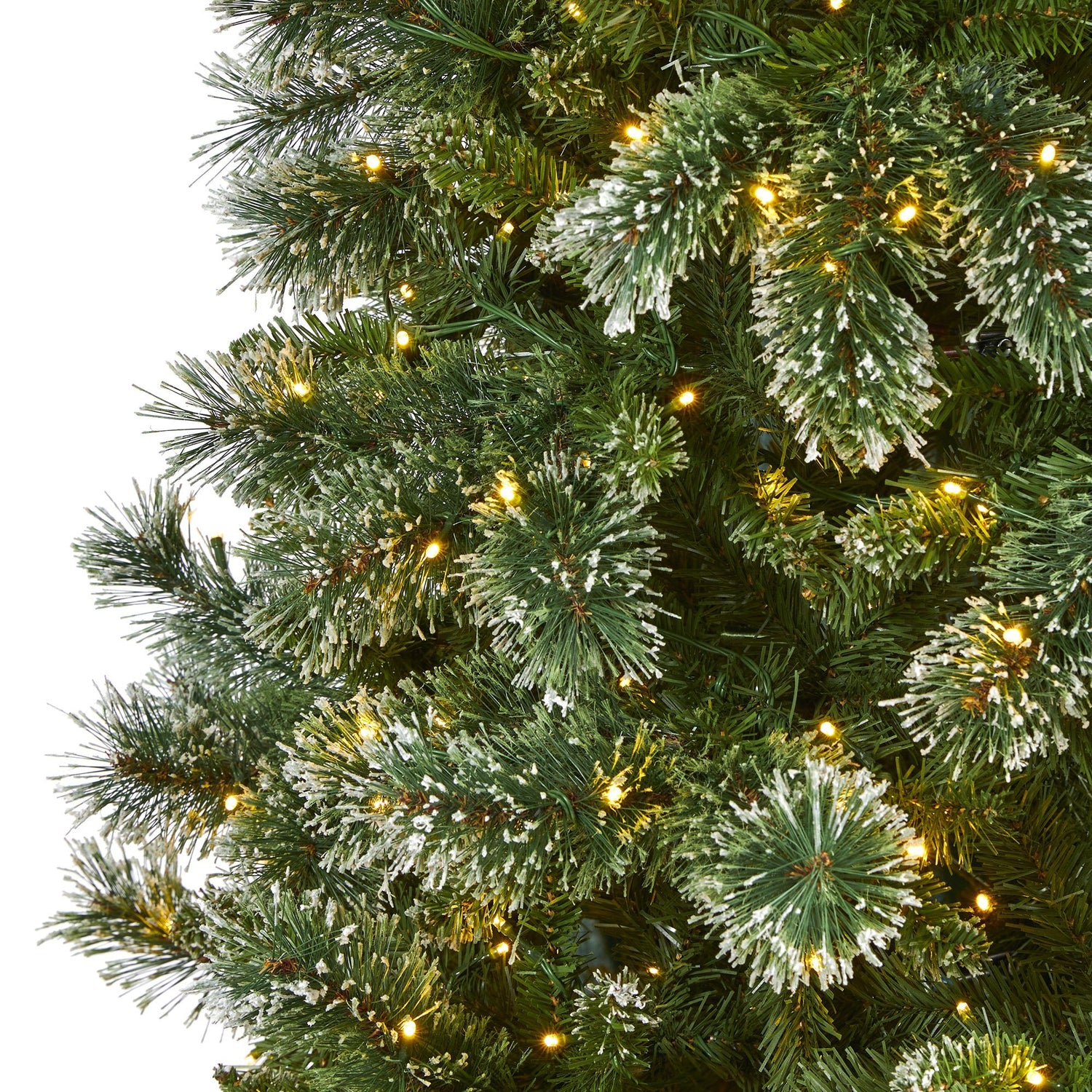 Nearly Natural 9ft. Frosted Swiss Pine Artificial Christmas Tree with 700 Clear LED Lights and Berries