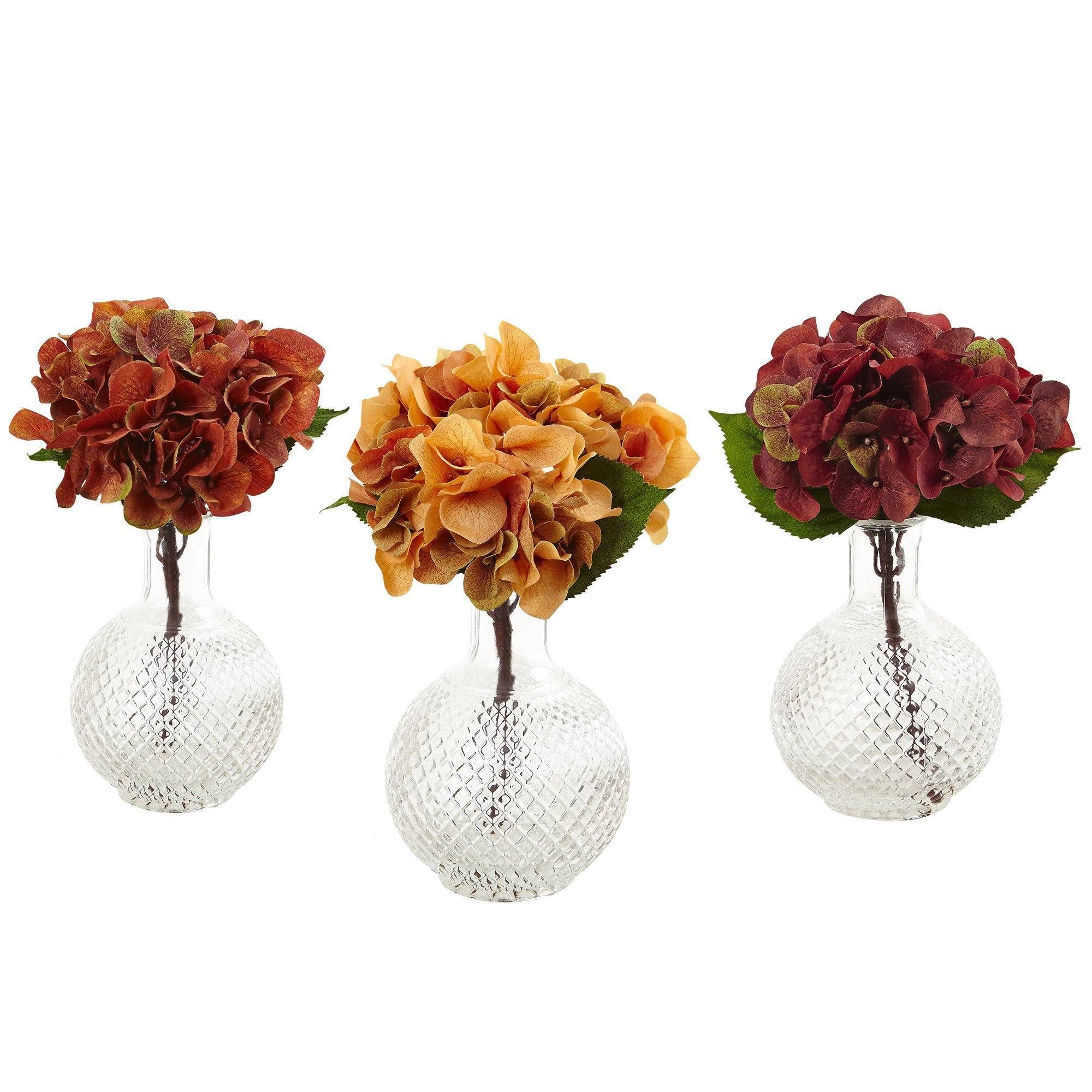  Autumn Hydrangea w/Vase (Set of 3) 