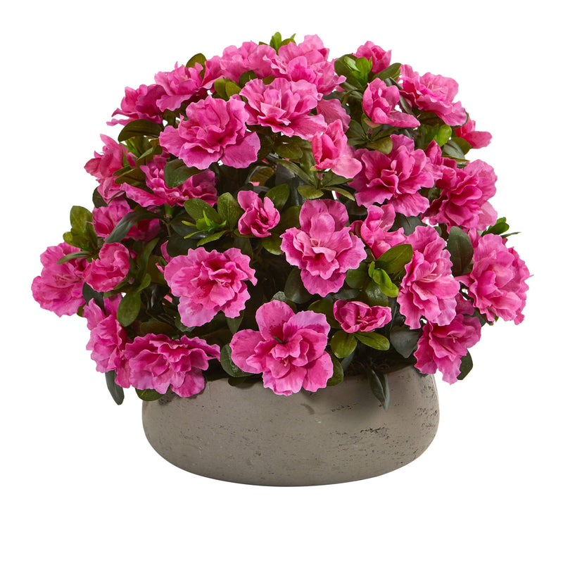 Azalea Artificial Plant in Stone Planter | Nearly Natural