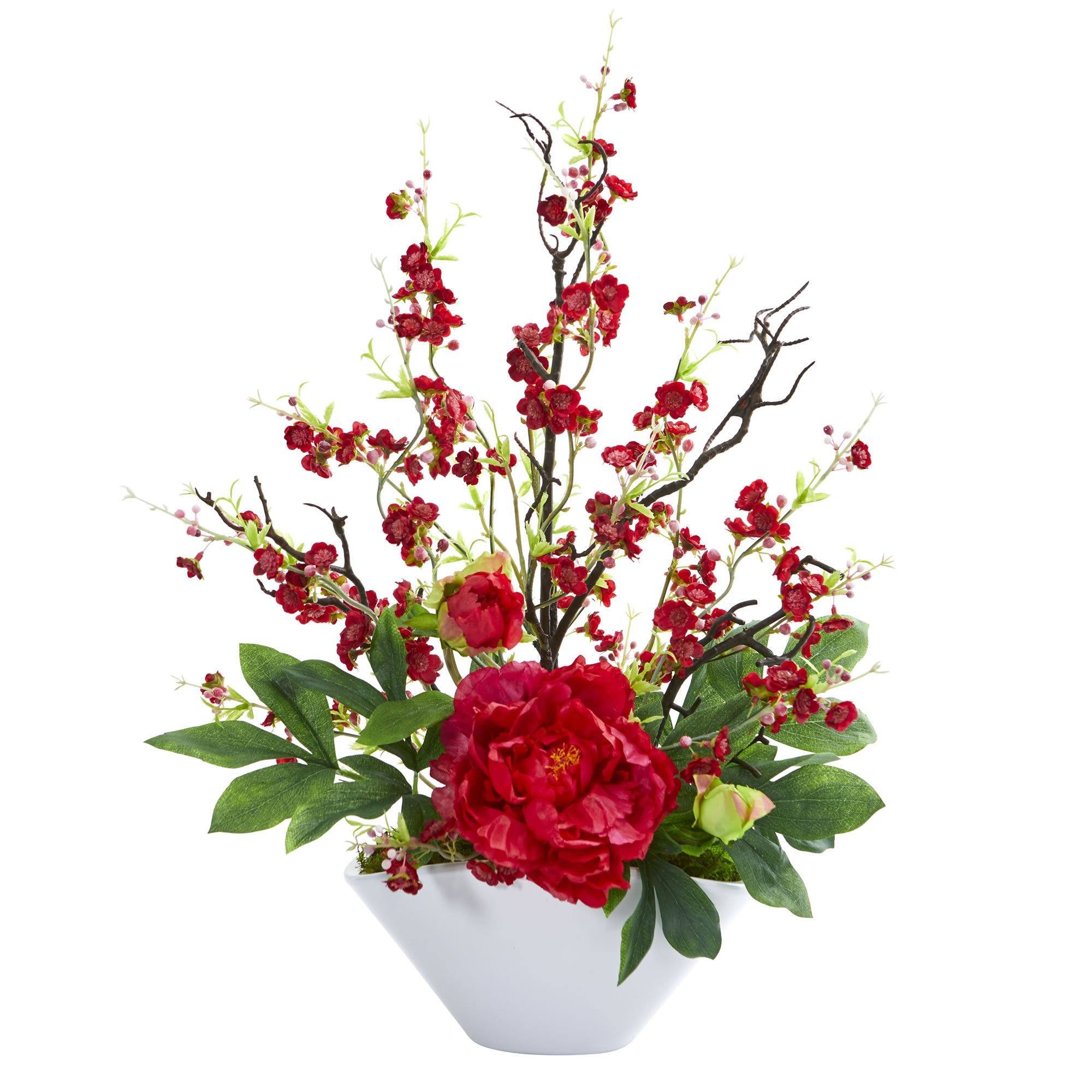  Cherry Blossom & Peony Artificial Arrangement 