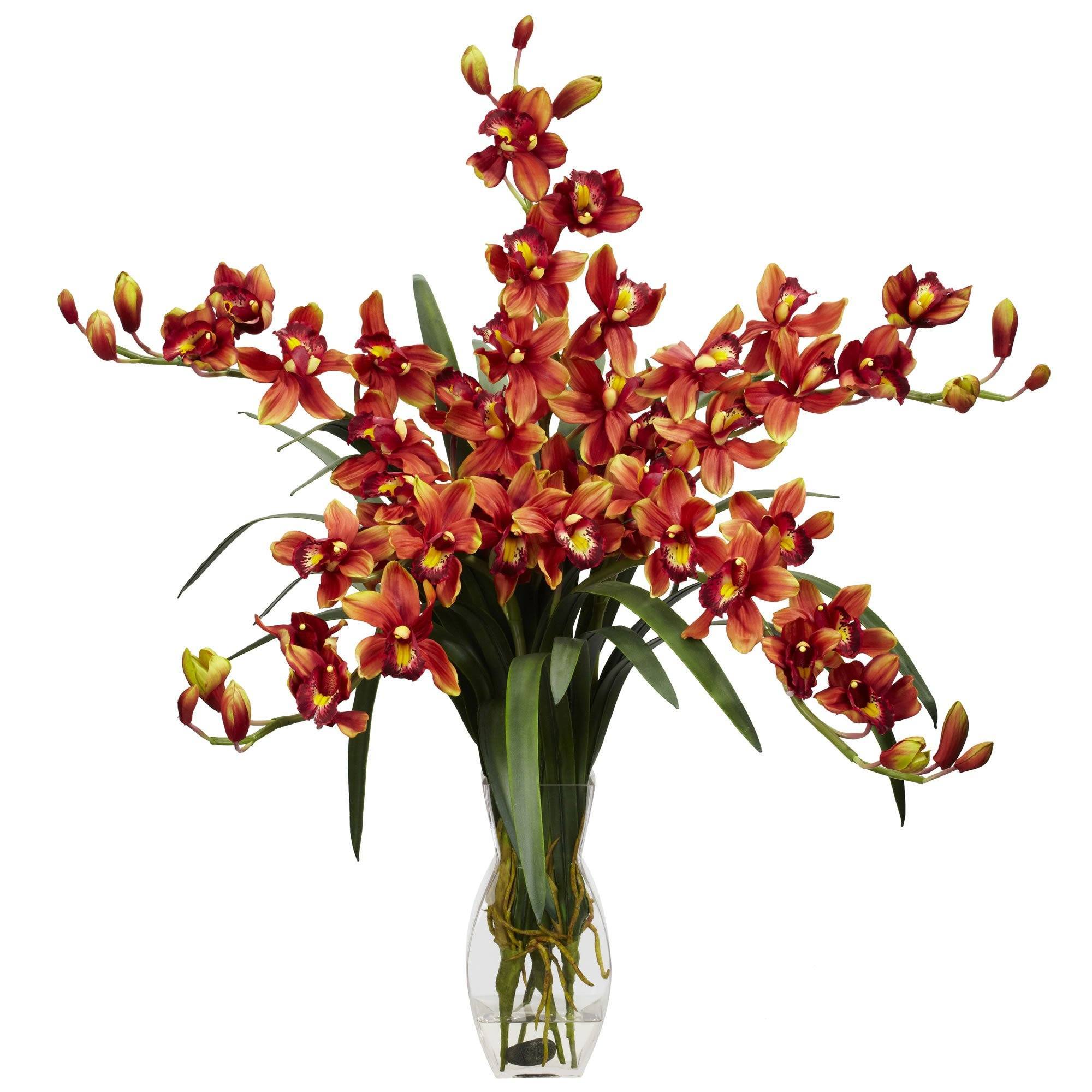  Cymbidium Orchid Silk Flower Arrangement 