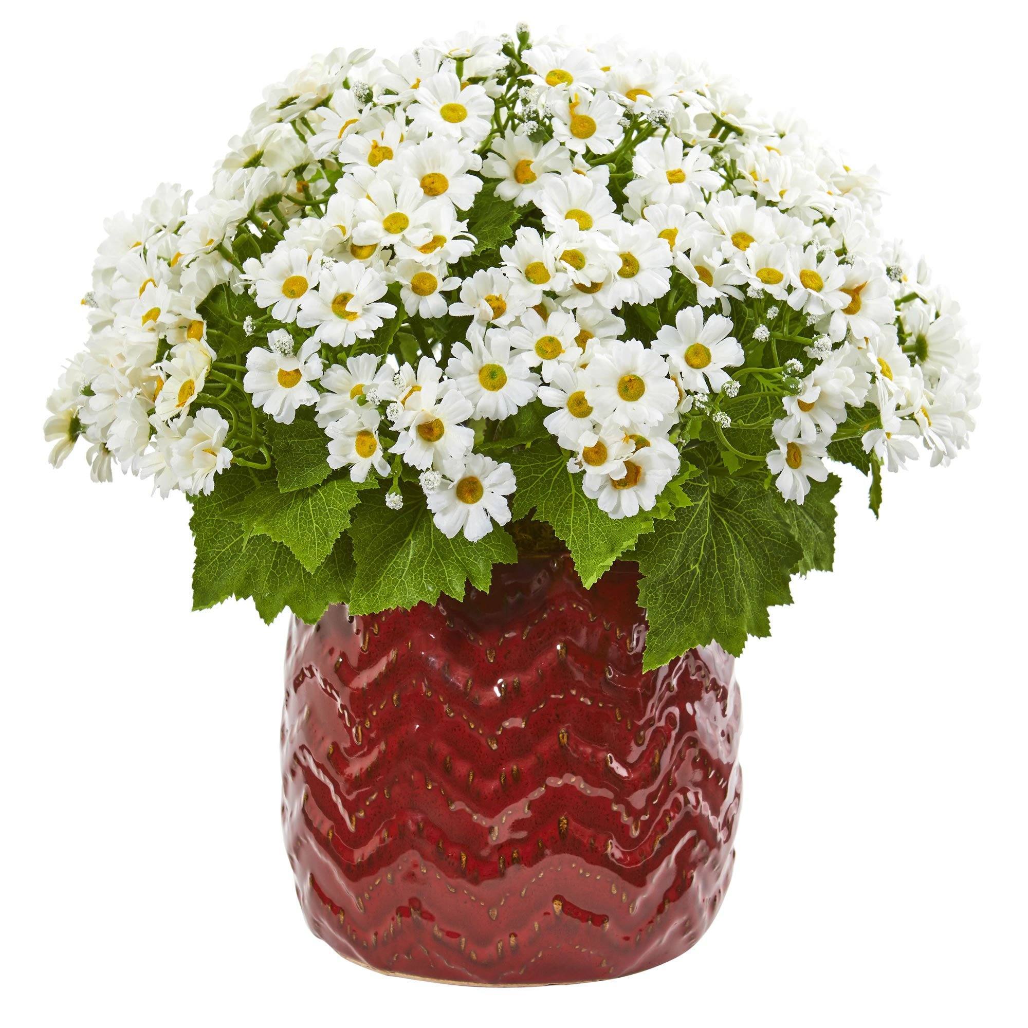  Daisy Artificial Arrangement in Red Planter 