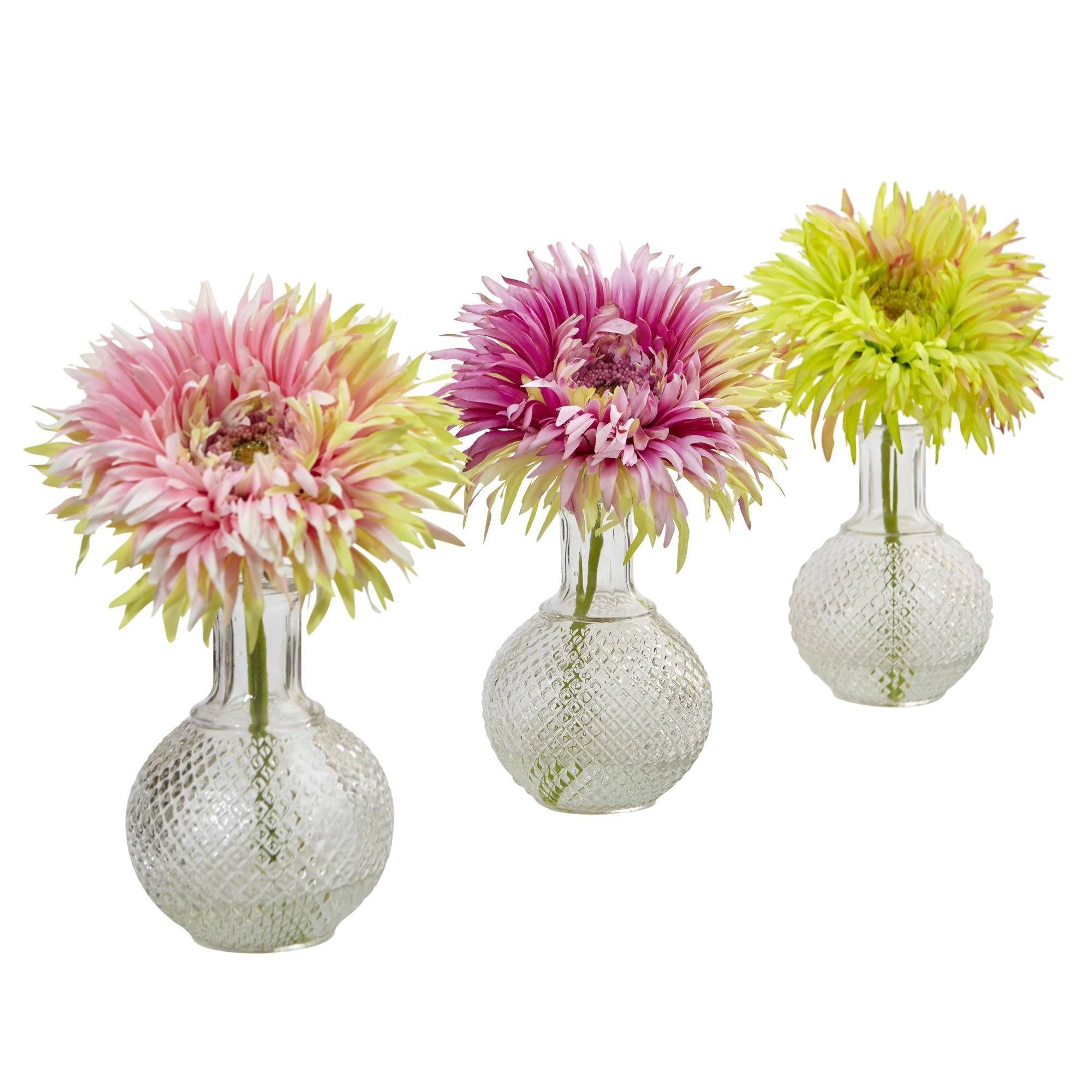  Daisy with Glass Vase (Set of 3) 