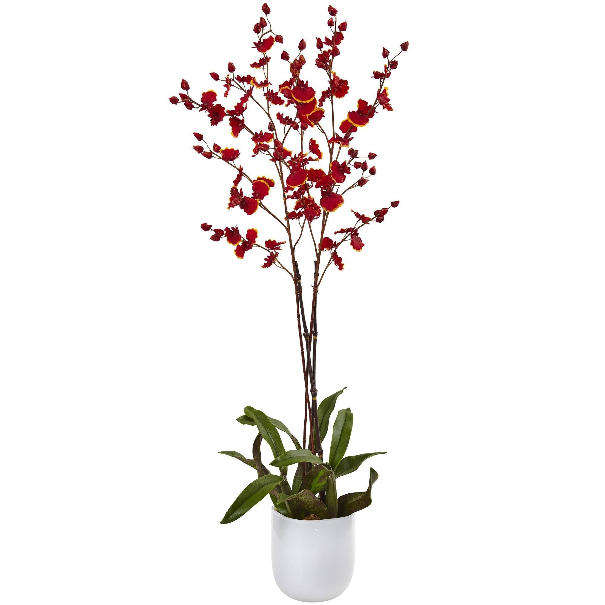  Dancing Orchid w/White Glass Vase 