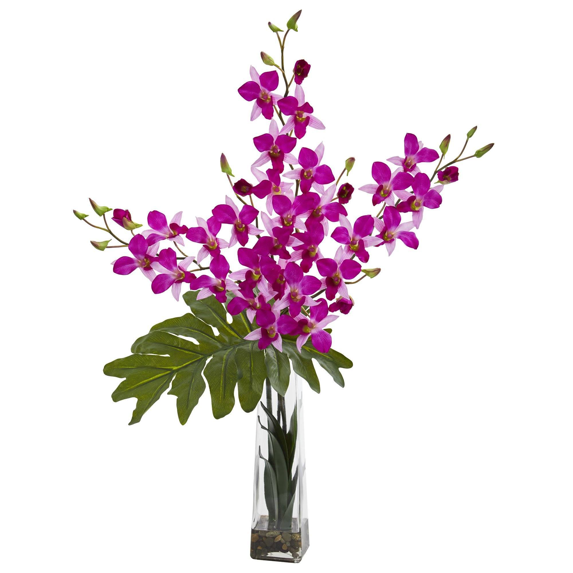 Dendrobium Tropical Orchid Artificial Arrangement In Vase 1646 Nearly Natural 0600