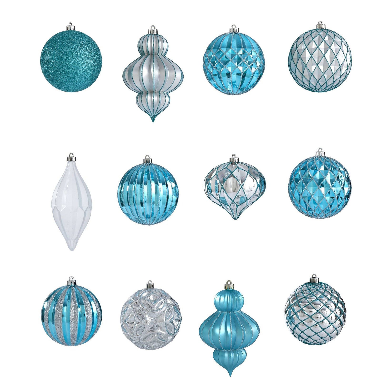 Holiday Lux Shatterproof, 12 Count Christmas Tree Ornament Set, 100mm