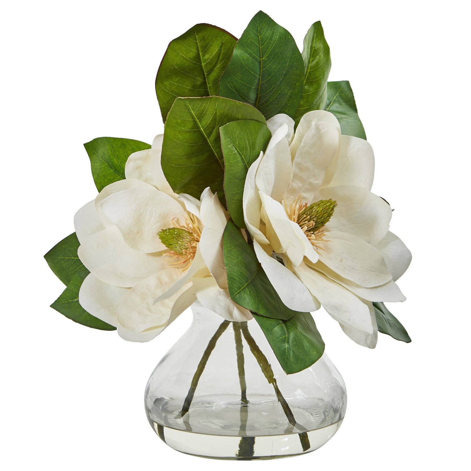 Magnolia Artificial Arrangement in Glass Vase | Nearly Natural