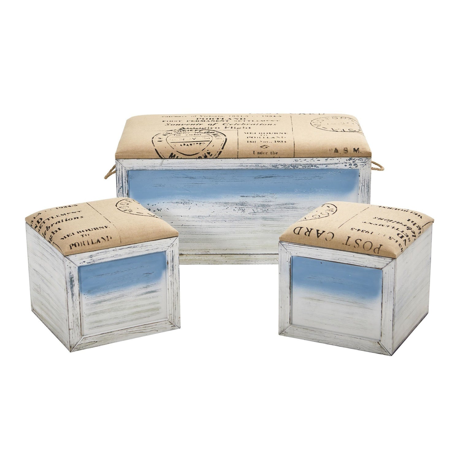 Nearly Natural 7028S2 Decorative White Wash Wood Storage Boxes and Trunks with Metal Detail (Set of 2)