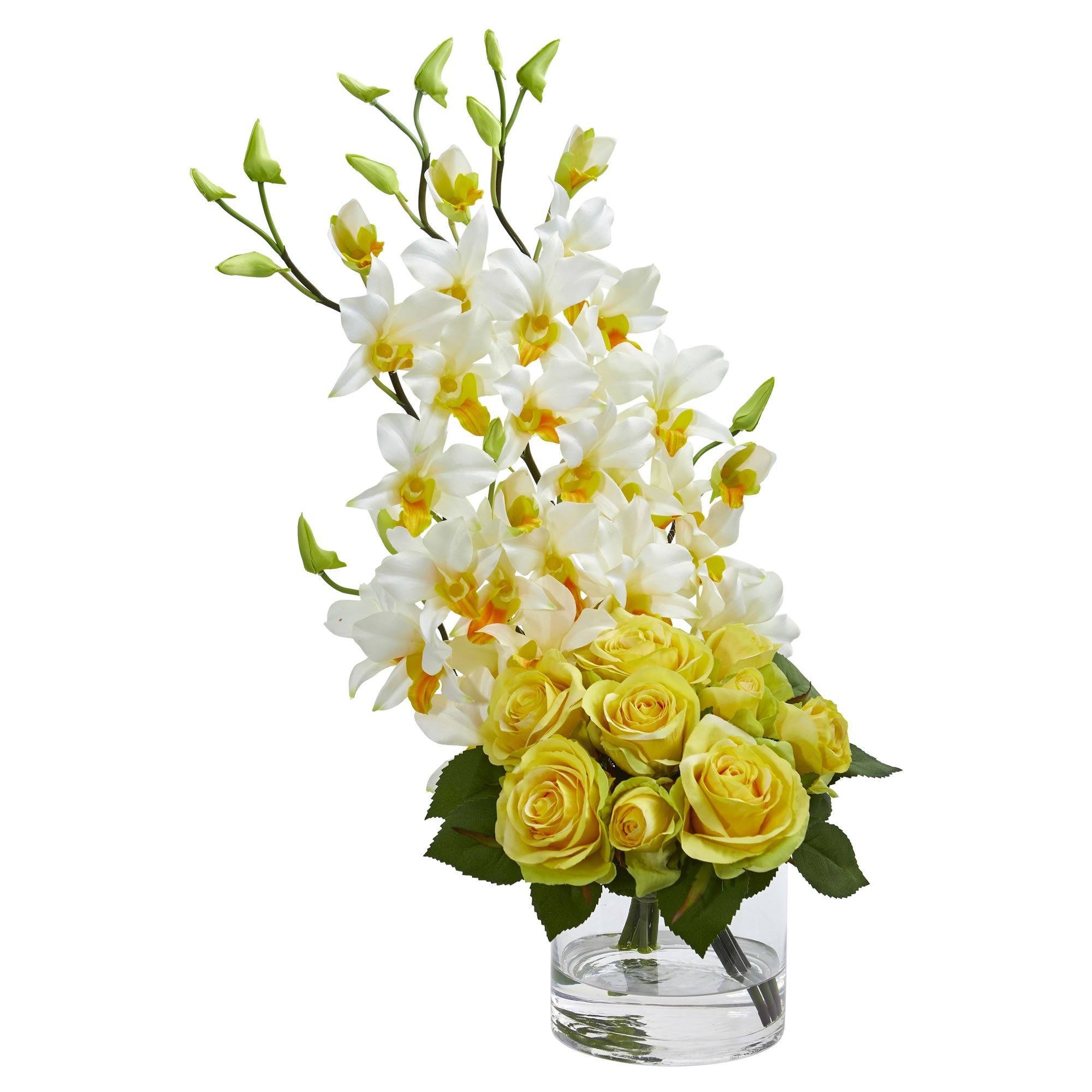  Rose & Dendrobium Orchid Artificial Arrangement 