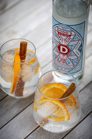 Dodd's gin with cinnamon and nutmeg garnish