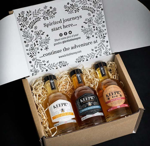 Keepr's honey infused spirits gift set