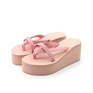 pink platform flip flops