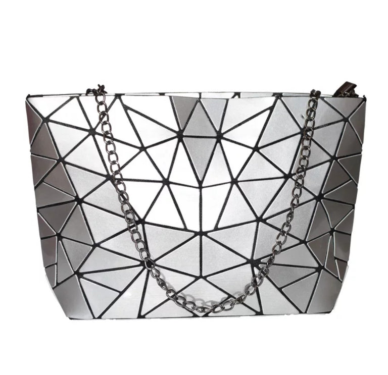 silver geometric bag