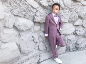 Little to Big Boy Slim Fit 4-Piece Designer Suit, Mauve Tan Blue Navy, Comfortable, Wedding Ring Bearer, Prom, Confirmation, Size 2-20