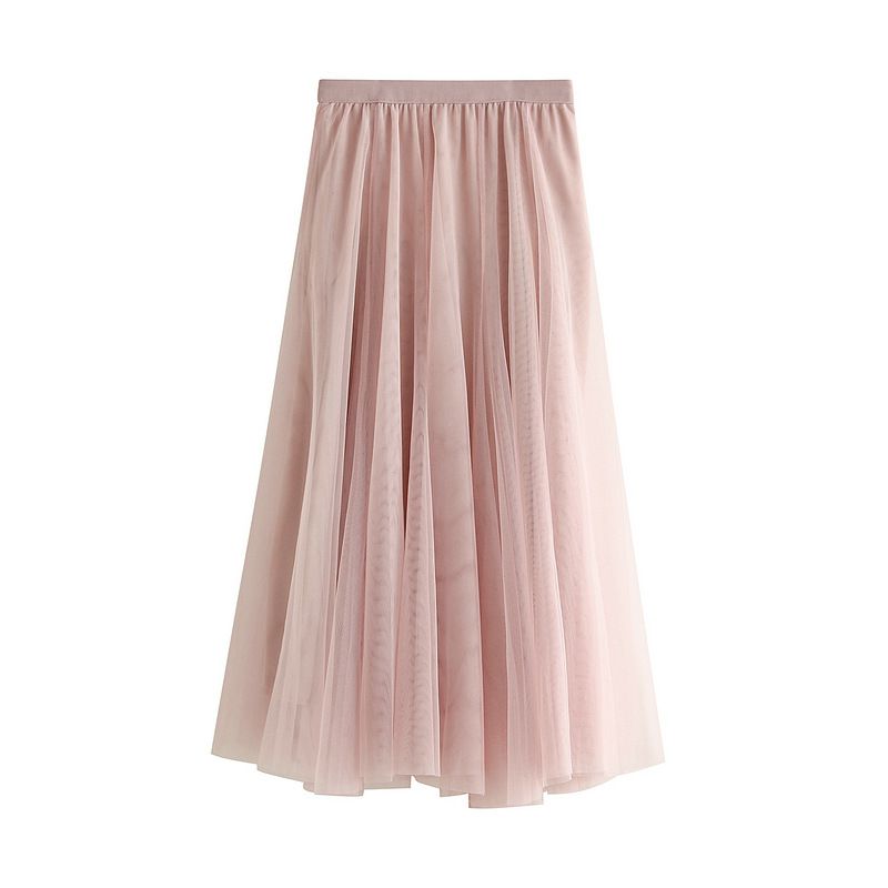 Slimming Flowy Pleated Tulle Midi Skirt For Big Thigh – sunifty