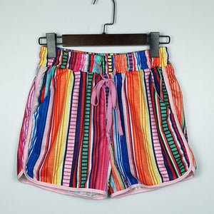 Rainbow Multi Colorful Striped High Waisted Cuffed Shorts – sunifty