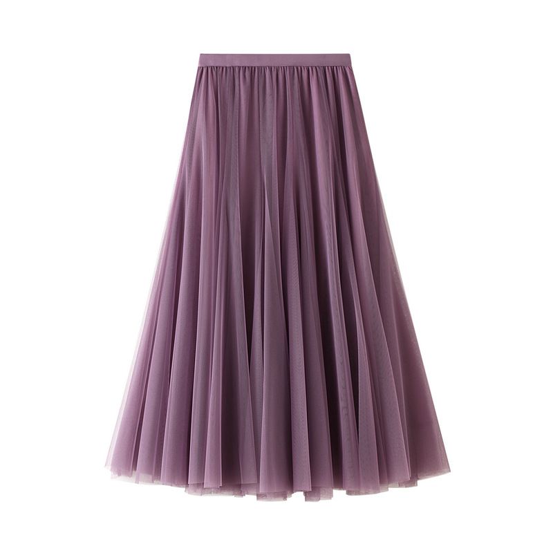 Slimming Flowy Pleated Tulle Midi Skirt For Big Thigh – sunifty