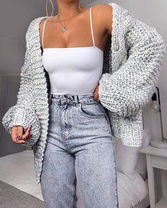 Mohair Chunky Oversized Cable Knit Baggy Sleeve Cardigan Sweater – sunifty