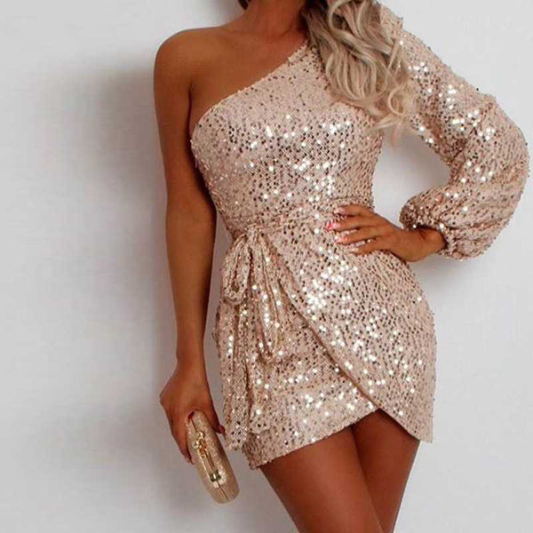 wrap around sequin dress