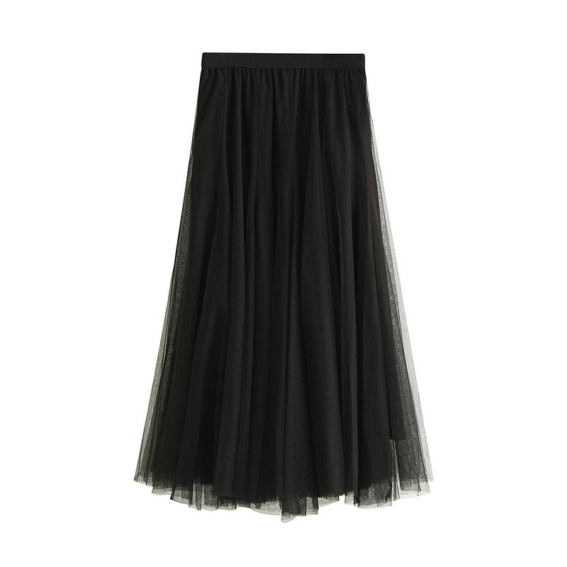 Slimming Flowy Pleated Tulle Midi Skirt For Big Thigh – sunifty