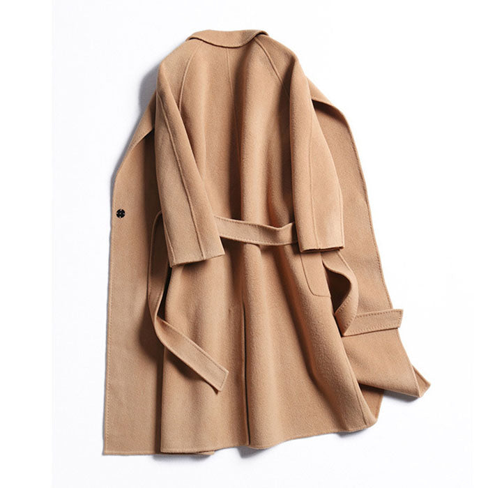Free Shipping Camel Cashmere long Wool Trench Coat Womens – sunifty