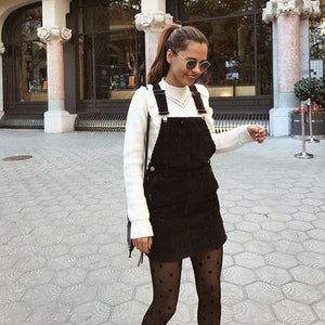 black corduroy overall skirt