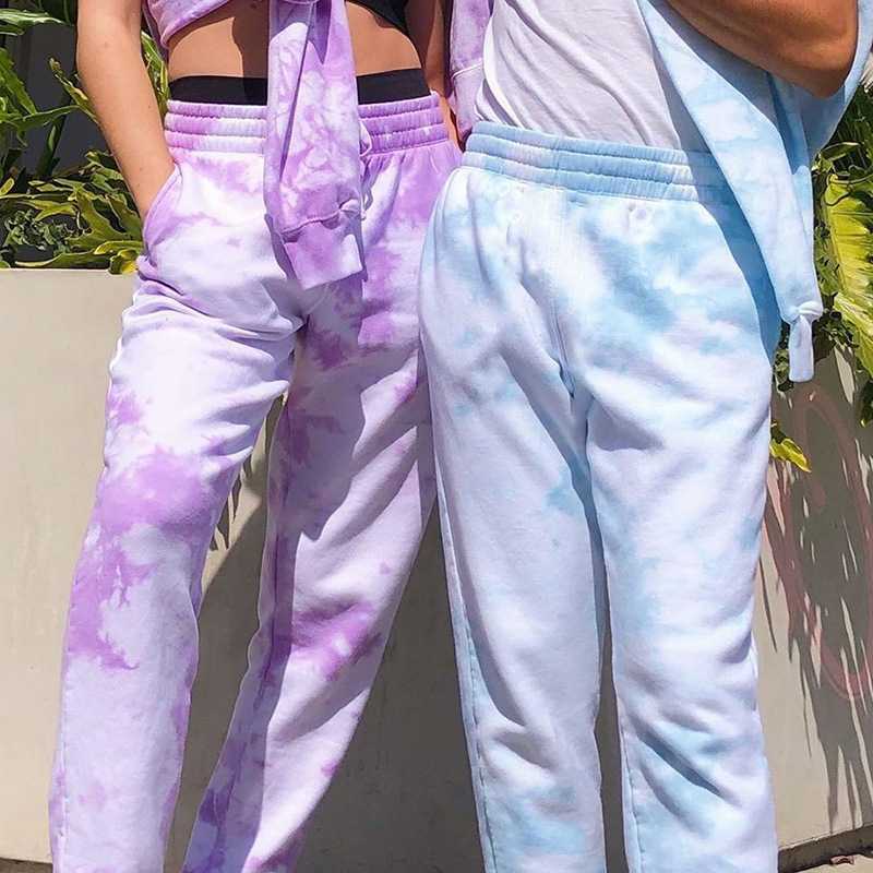 Aesthestic Tie Dye Sporty Pants High Waisted Joggers Pants – sunifty
