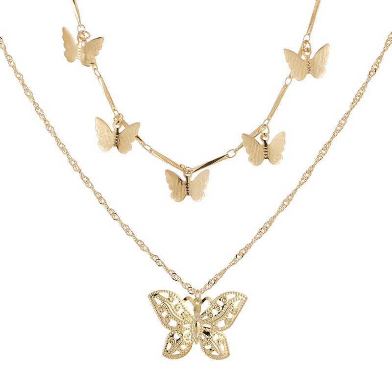 Download Boho Multi Butterfly Gold Beaded Layered Necklace Sunifty