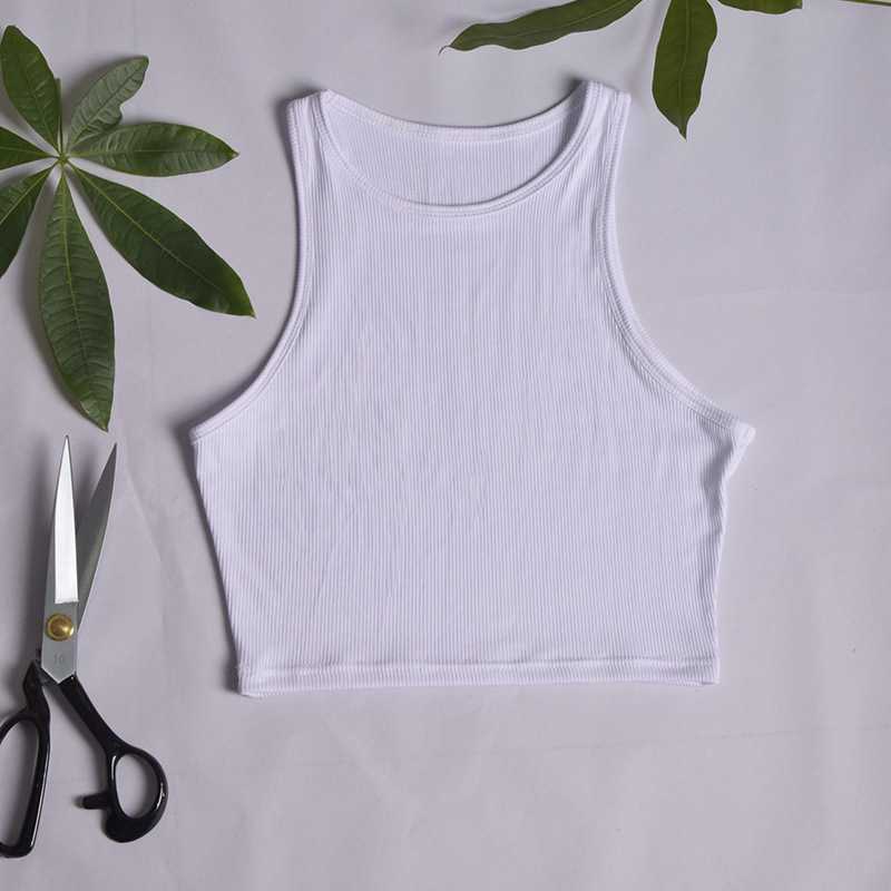 white high neck vest top