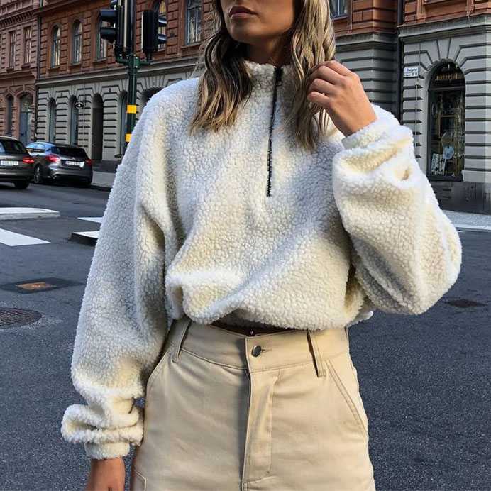 cropped sherpa pullover
