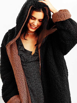 long black winter coat with fur hood