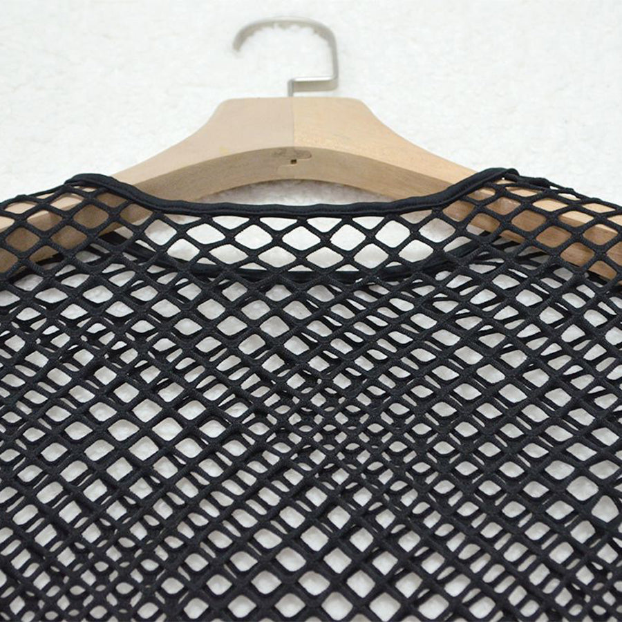 Black Mesh Fishnet Sheer Crop Top&Short Co ord Sets – sunifty