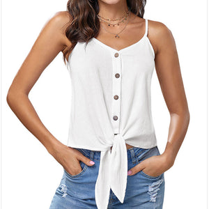 Swing Spaghetti Strap Tie Knot Button Up Tank Top – sunifty