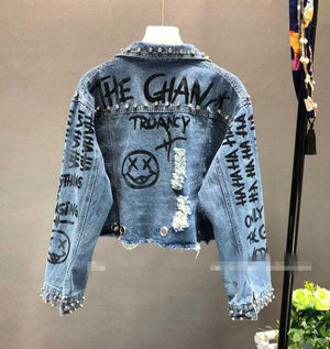graphic jean jacket