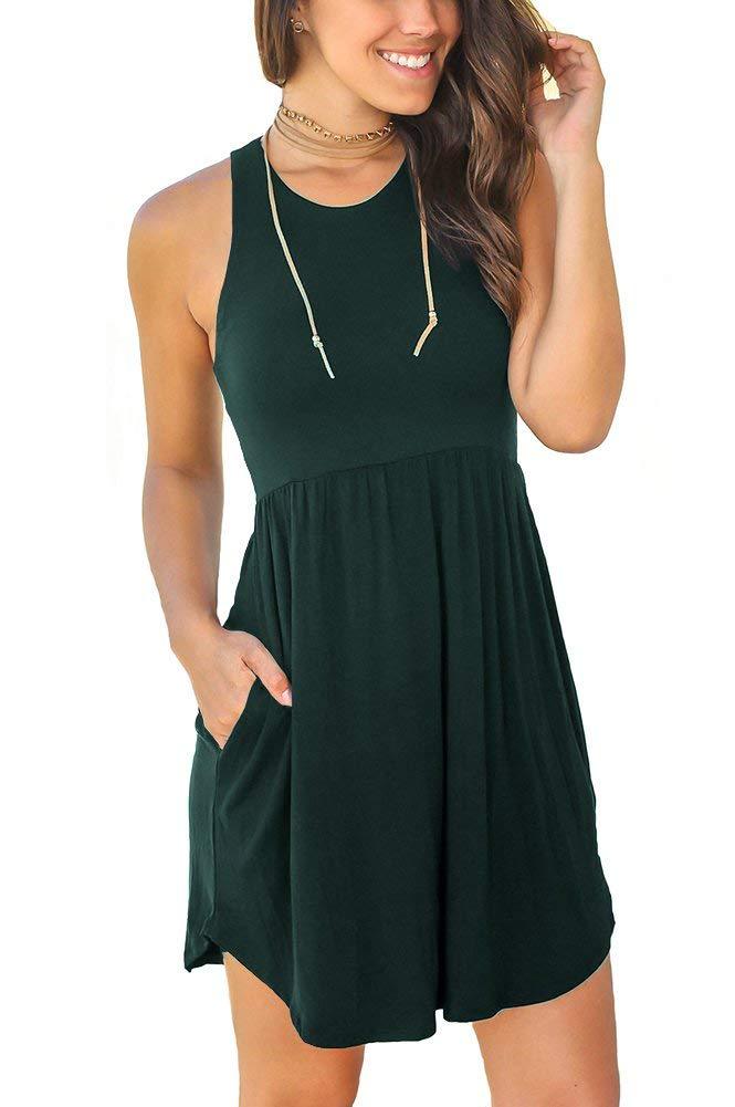 Casual Tummy Hide High Waisted Racerback Dress Sundress – sunifty