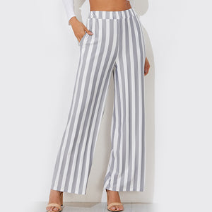 black mesh stripe high waisted wide leg trousers