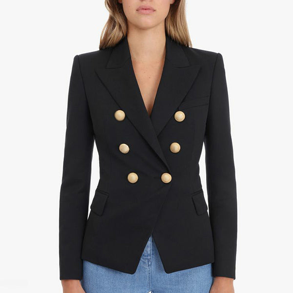 Double Breasted Women's Casual Black Blazer Jacket – sunifty
