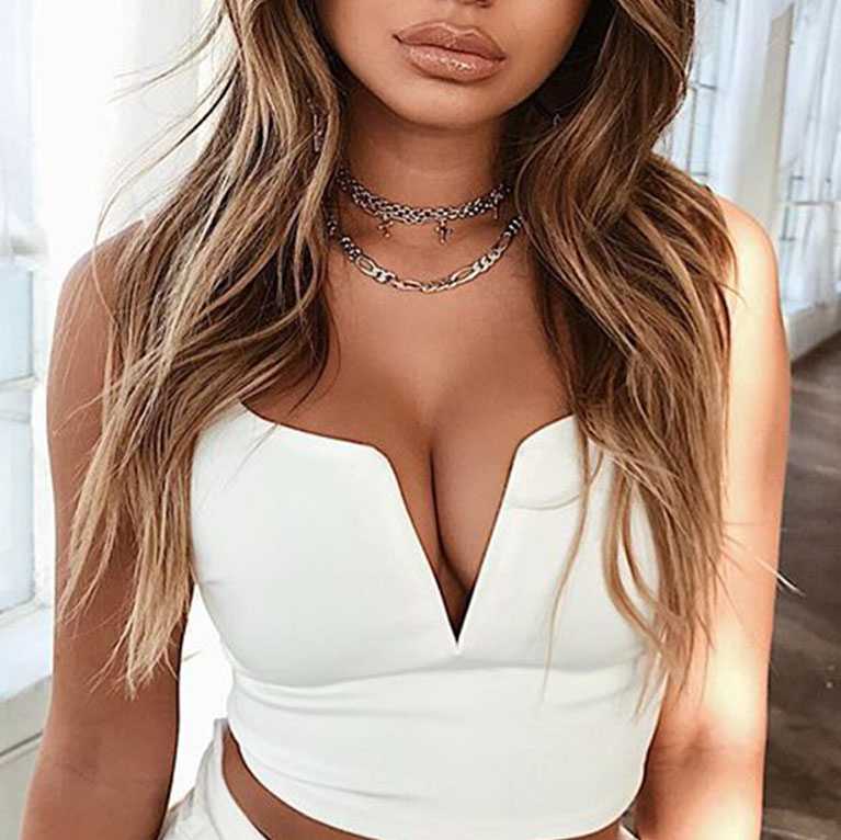Playing With Fire White Under Boob Sleeveless Scoop Neck Crop Top
